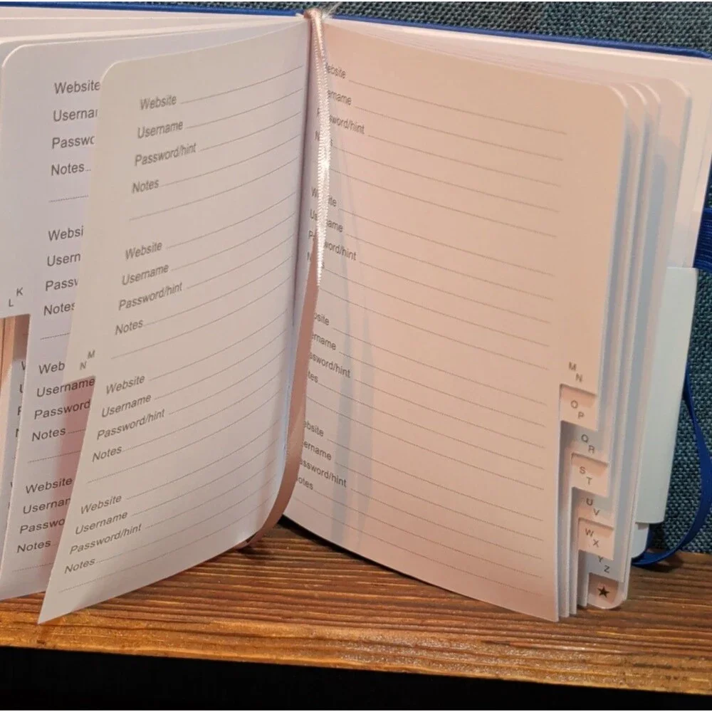 Password Book Internet Logbook Organizer Alphabetical Tabs Blue 4x5